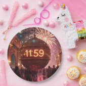Assiettes En Carton New Year's Eve Countdown Clock with Fireworks (Fête)