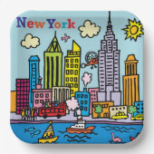 Assiettes En Carton New York Cartoon Visite Les Bâtiments (Recto)