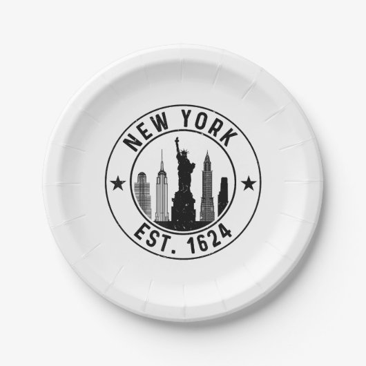 Assiettes En Carton New York Est. 1624 New York City Lover Nyc (Devant)