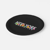 Assiettes En Carton New York Manhattan skyline avec palmiers (Angle)