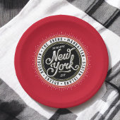 Assiettes En Carton New York Theme Party Retro City Logo
