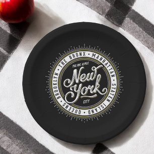Assiettes En Carton New York Theme Party Retro City Logo