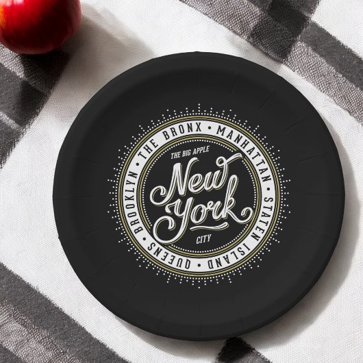 Assiettes En Carton New York Theme Party Retro City Logo