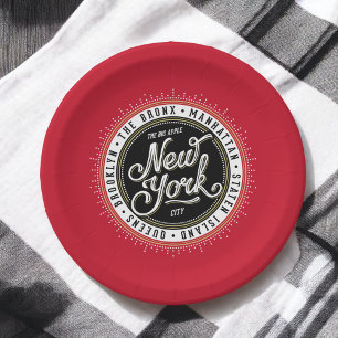 Assiettes En Carton New York Theme Party Retro City Logo