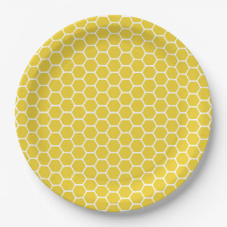 Assiettes En Carton Nid d'abeilles jaune
