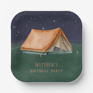Assiettes En Carton Night Campout Boy Fête d'anniversaire