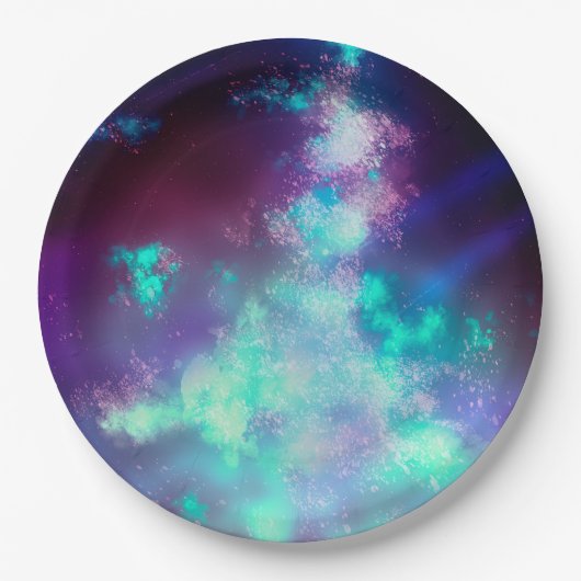 Assiettes En Carton Night Sky néon lumières Plaque en papier (Devant)