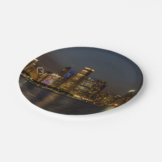 Assiettes En Carton Night Skyline Chicago Pano (Angle)