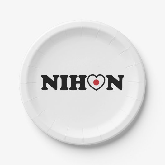 Assiettes En Carton Nihon Love Coeur Drapeau (Devant)