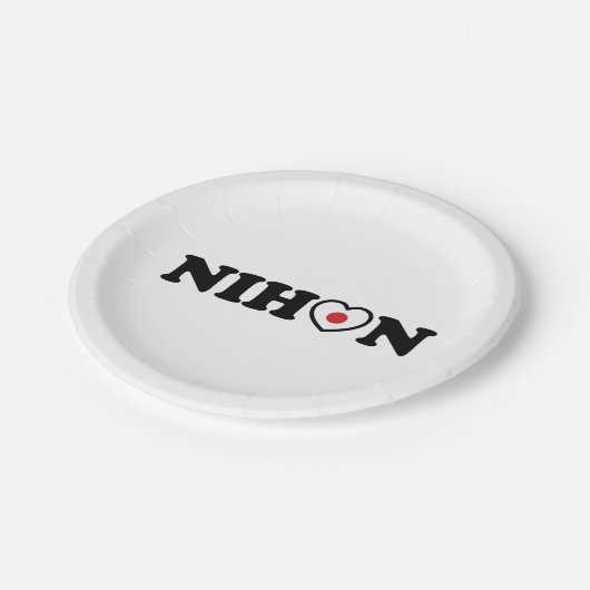 Assiettes En Carton Nihon Love Coeur Drapeau (Angle)