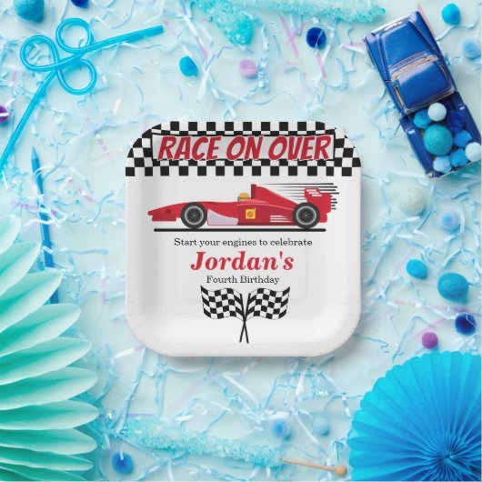 Assiettes En Carton N'importe quel âge Anniversaire Red Formule Course (Fête)