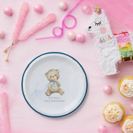 Assiettes En Carton N'importe quel âge l'ours en peluche garçon annive (Fête)
