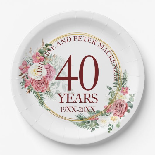 Assiettes En Carton N'importe quel Mariage Blush Rose Anniversaire (Devant)