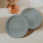Assiettes En Carton NINA minimaliste Fête des mariées verte de sage bo<br><div class="desc">Cette plaque en papier présente une couleur verte sauge et un design minimaliste moderne. Facilement utilisé pour un mariage bohème d'automne ou d'hiver,  baby shower,  douche nuptiale,  fête de retraite ou tout autre événement.</div>