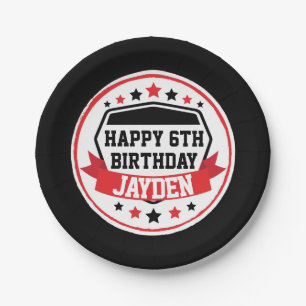 Assiettes En Carton Ninja Guerrier Anniversaire Noir et Rouge