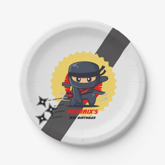 Assiettes En Carton Ninja Karate Anniversaire (Devant)
