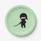Assiettes En Carton Ninja minuscule en colère sur vert (Devant)