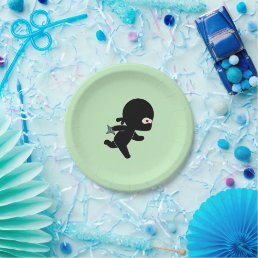 Assiettes En Carton Ninja minuscule en vert (Fête)