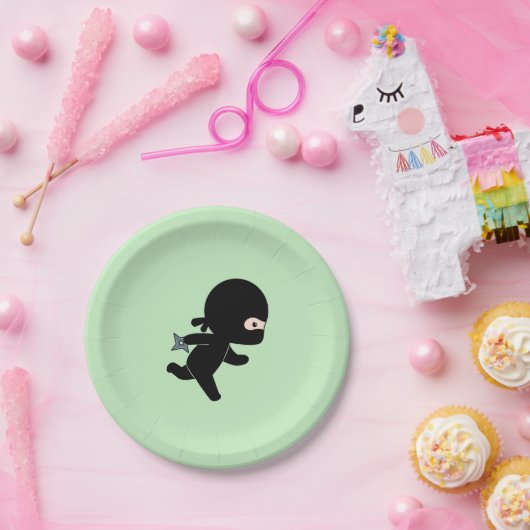 Assiettes En Carton Ninja minuscule en vert (Fête)