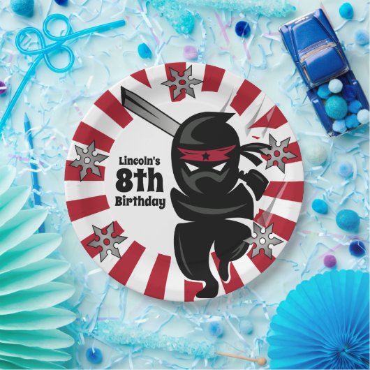 Assiettes En Carton Ninja Samurai Guerrier Personnalisé Anniversaire (Fête)