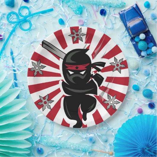 Assiettes En Carton Ninja Samurai Guerrier Plaques de papier jetables (Fête)