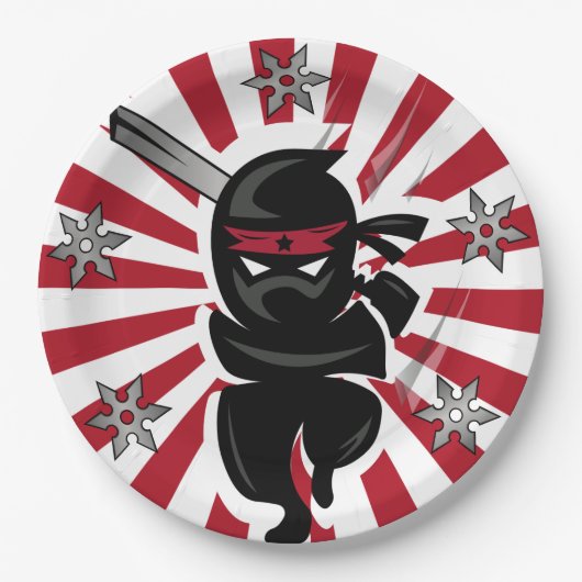 Assiettes En Carton Ninja Samurai Guerrier Plaques de papier jetables (Devant)