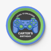 Assiettes En Carton Niveau Déverrouillé Jeu d'Anniversaire Personnalis (Devant)