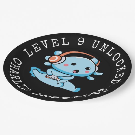 Assiettes En Carton Niveau vers le haut Axolotl Anniversaire (Angle)