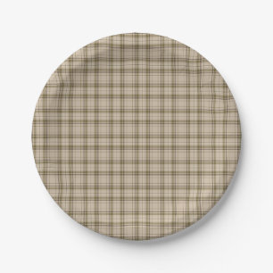 Assiettes En Carton No. de brun de plaid de tartan, beige et vert 59
