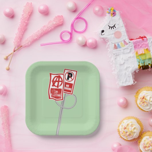 Assiettes En Carton No parking anarchy sign (Fête)