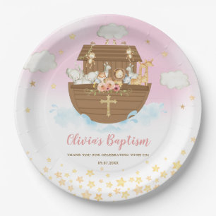 Assiettes En Carton Noah's Ark Cute Animaux Fille Baptême Christening