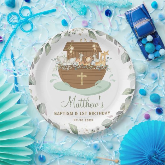 Assiettes En Carton Noah's Ark Greenery Baptême Noël Anniversaire (Fête)