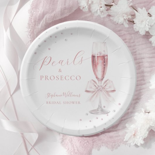 Assiettes En Carton Noce de perles et prosecco rose
