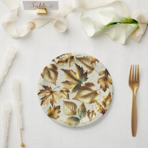 Assiettes En Carton Noces de mariage automnal glamour beige et amande