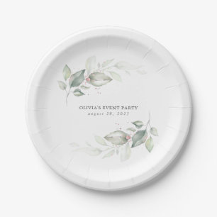 Assiettes En Carton Noces romantiques aquarelle or rose verdure