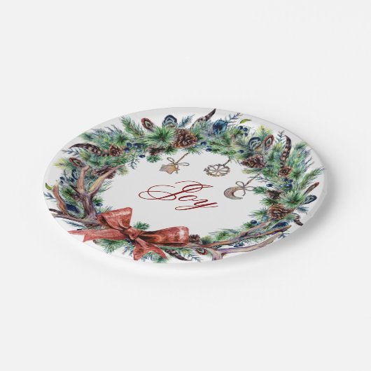 Assiettes En Carton Noël 2021 Joy Wreath Plate (Angle)