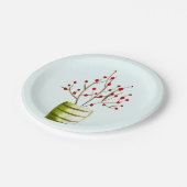 Assiettes En Carton Noël à l'aquarelle de Red Berries (Angle)