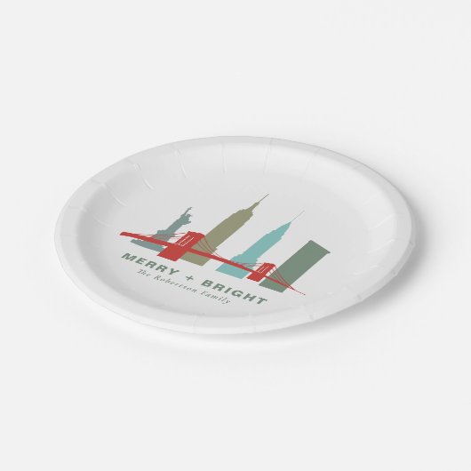 Assiettes En Carton Noël à New York, Architecture Skyline (Angle)