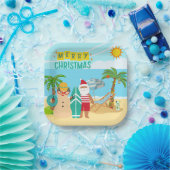 Assiettes En Carton Noël à père Noël Beach (Fête)