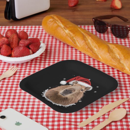 Assiettes En Carton Noël amusant de Capybara (Pique-nique)