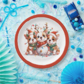 Assiettes En Carton Noël anglais Bulldog Reindeer Père Noël (Fête)