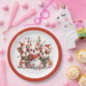 Assiettes En Carton Noël anglais Bulldog Reindeer Père Noël (Fête)