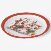 Assiettes En Carton Noël anglais Bulldog Reindeer Père Noël (Angle)