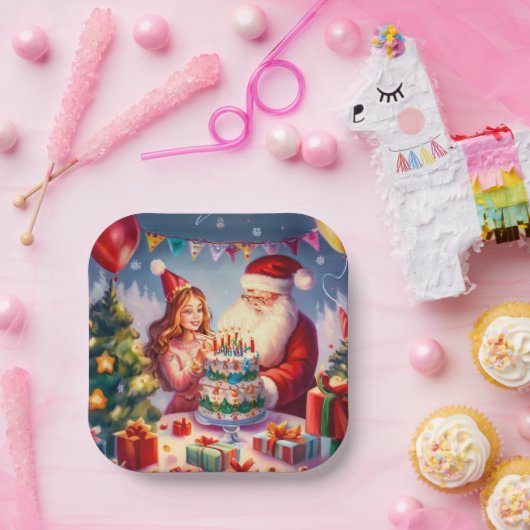 Assiettes En Carton Noël Anniversaire 8 (Fête)