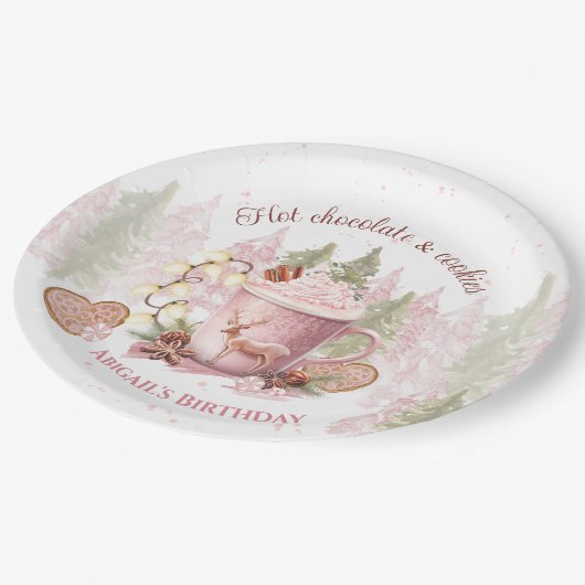 Assiettes En Carton Noël Anniversaire Rose Chocolat Chocolat Plaques (Angle)