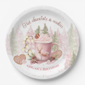 Assiettes En Carton Noël Anniversaire Rose Chocolat Chocolat Plaques (Devant)