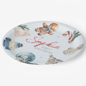 Assiettes En Carton Noël Aquarelle hiver Première fête d'anniversaire (Angle)