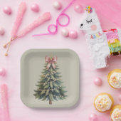 Assiettes En Carton Noël Arbre Bow Coquette Xmas (Fête)