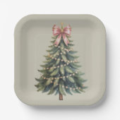 Assiettes En Carton Noël Arbre Bow Coquette Xmas (Recto)