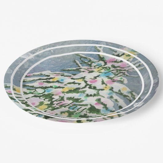 Assiettes En Carton Noël Arbre Joyeux Fête de Noël (Angle)